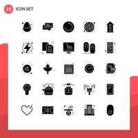 Solid Glyph Pack of 25 Universal Symbols of shop front buildings backup ying shui Editable Vector Design Elements