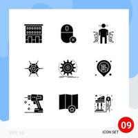 9 Universal Solid Glyphs Set for Web and Mobile Applications technology decentralized hardware science data Editable Vector Design Elements