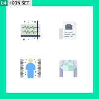 Mobile Interface Flat Icon Set of 4 Pictograms of audio challenge volume job maze Editable Vector Design Elements