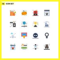 conjunto de 16 iconos de interfaz de usuario modernos signos de símbolos para el mantenimiento web de llamas desarrollo web de cigarros avance web paquete editable de elementos de diseño de vectores creativos