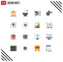 16 Universal Flat Colors Set for Web and Mobile Applications food no meat dye whistle statistics Editable Pack of Creative Vector Design Elements