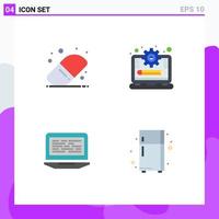 Universal Icon Symbols Group of 4 Modern Flat Icons of back to school code laptop progress computer Editable Vector Design Elements