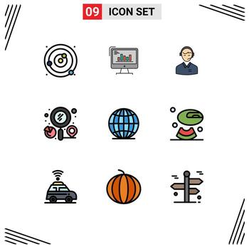 Mobile Interface Filledline Flat Color Set of 9 Pictograms of online consultant customer computer consulting support Editable Vector Design Elements