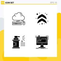 Set of 4 Modern UI Icons Symbols Signs for computing car cloud arrows tools Editable Vector Design Elements