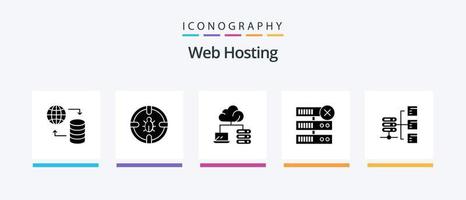 Web Hosting Glyph 5 Icon Pack Including delete . network . server. cloud. Creative Icons Design vector