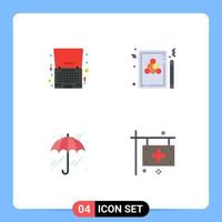 conjunto moderno de 4 iconos planos pictograma de elementos de diseño vectorial editables del tiempo de billar del cuaderno del juego del viernes vector