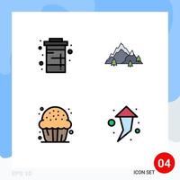 4 colores planos de línea de relleno de vector temático y símbolos editables de elementos de diseño de vector editable de galleta de paisaje de soda de árbol de coque