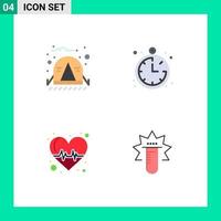 Pack of 4 Modern Flat Icons Signs and Symbols for Web Print Media such as camp pulse jungle summer tube Editable Vector Design Elements