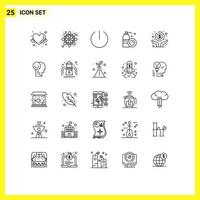 25 iconos creativos signos y símbolos modernos de economía spray rangoli limpieza aerosol elementos de diseño vectorial editables vector
