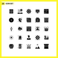 User Interface Pack of 25 Basic Solid Glyphs of e monitor development graph computer Editable Vector Design Elements