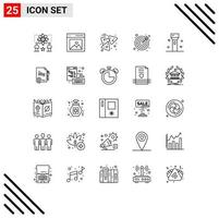 Set of 25 Commercial Lines pack for devices goals picture darts nachos Editable Vector Design Elements
