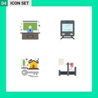 Set of 4 Modern UI Icons Symbols Signs for conference property train travel medical Editable Vector Design Elements