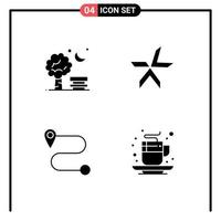 4 User Interface Solid Glyph Pack of modern Signs and Symbols of bench route spring coin beverage Editable Vector Design Elements