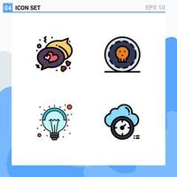 Pack of 4 Modern Filledline Flat Colors Signs and Symbols for Web Print Media such as chat light coin money dashboard Editable Vector Design Elements