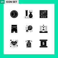 9 Creative Icons Modern Signs and Symbols of shorts clothing science beach sound frequency Editable Vector Design Elements