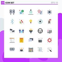 User Interface Pack of 25 Basic Flat Colors of manager connection time business location Editable Vector Design Elements