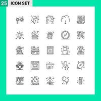 Universal Icon Symbols Group of 25 Modern Lines of paper edit road server download Editable Vector Design Elements