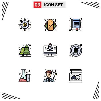 Set of 9 Modern UI Icons Symbols Signs for computer cityscape book city notebook Editable Vector Design Elements