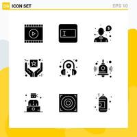 Set of 9 Modern UI Icons Symbols Signs for learning e learning money goods branding Editable Vector Design Elements