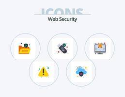 paquete de iconos planos de seguridad web 5 diseño de iconos. proteccion. simbólico. virus. controlar. seguridad vector