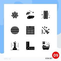 Stock Vector Icon Pack of 9 Line Signs and Symbols for page internet spring globe tablet Editable Vector Design Elements