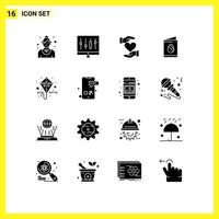 conjunto de 16 iconos de interfaz de usuario modernos signos de símbolos para gráfico de tarjeta de pascua elementos de diseño vectorial editables a mano de amor vector