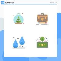 4 Thematic Vector Flat Icons and Editable Symbols of growing autumn spring financial food Editable Vector Design Elements