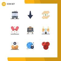 Modern Set of 9 Flat Colors and symbols such as cooperation board money abc learining Editable Vector Design Elements