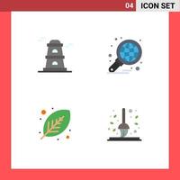 4 User Interface Flat Icon Pack of modern Signs and Symbols of observatory green analysis graph plant Editable Vector Design Elements