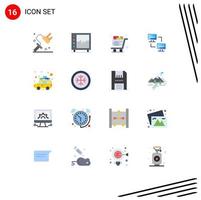 Universal Icon Symbols Group of 16 Modern Flat Colors of computers network medicine computer shopping Editable Pack of Creative Vector Design Elements