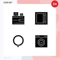 Modern Set of 4 Solid Glyphs and symbols such as card fashion wallet layout browser Editable Vector Design Elements