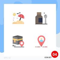 paquete de interfaz de usuario de 4 iconos planos básicos de mapa de playa cuidado de la salud khana ubicación elementos de diseño vectorial editables vector