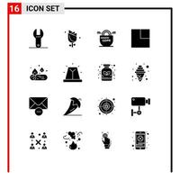 Modern Set of 16 Solid Glyphs Pictograph of alert camping gdpr camp layout Editable Vector Design Elements