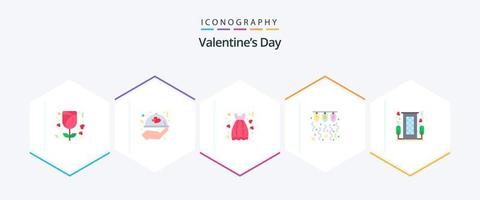 paquete de iconos planos del día de san valentín 25 que incluye corazón. amar. fecha. ligero. bulbo vector