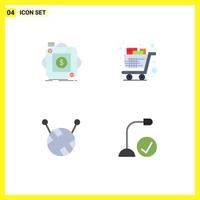 Set of 4 Commercial Flat Icons pack for purchase trolley application full computers Editable Vector Design Elements