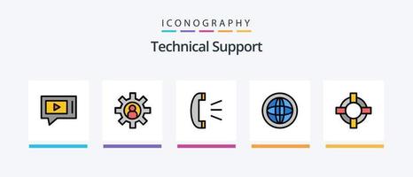 Technical Support Line Filled 5 Icon Pack Including chat. customer support. help. client support. answer. Creative Icons Design vector