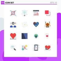 Modern Set of 16 Flat Colors Pictograph of management stack analytics quadruple four Editable Pack of Creative Vector Design Elements