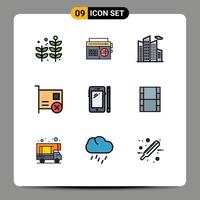 Set of 9 Modern UI Icons Symbols Signs for mobile phone office pci devices Editable Vector Design Elements