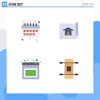 Group of 4 Modern Flat Icons Set for back to school investment building house skateboard Editable Vector Design Elements