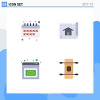 Group of 4 Modern Flat Icons Set for back to school investment building house skateboard Editable Vector Design Elements