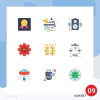 Universal Icon Symbols Group of 9 Modern Flat Colors of grain autumn audio setting plant Editable Vector Design Elements