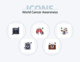 diseño de iconos llenos de línea de concienciación sobre el cáncer mundial paquete de iconos 5. podio. vino. día. bebida. vidrio vector