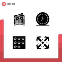 Modern Set of 4 Solid Glyphs and symbols such as gate rank clock achievement arrows Editable Vector Design Elements