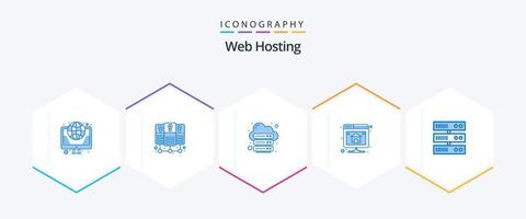 Web Hosting 25 Blue icon pack including backup. hosting. database. database. web vector