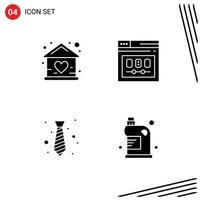 Pictogram Set of 4 Simple Solid Glyphs of baby webpage home page office Editable Vector Design Elements