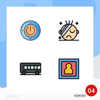 Pictogram Set of 4 Simple Filledline Flat Colors of electricity vehicle computing medical photographer Editable Vector Design Elements