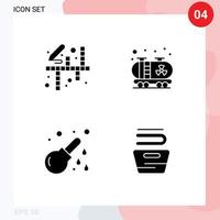 User Interface Pack of 4 Basic Solid Glyphs of activities healthcare painting tank medical Editable Vector Design Elements