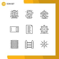 Set of 9 Commercial Outlines pack for code home crown chopping appliances Editable Vector Design Elements