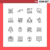 16 User Interface Outline Pack of modern Signs and Symbols of experiment cloud search chair cloud service cloud computing Editable Vector Design Elements