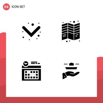 Modern Set of 4 Solid Glyphs and symbols such as arrow design brochure print day Editable Vector Design Elements